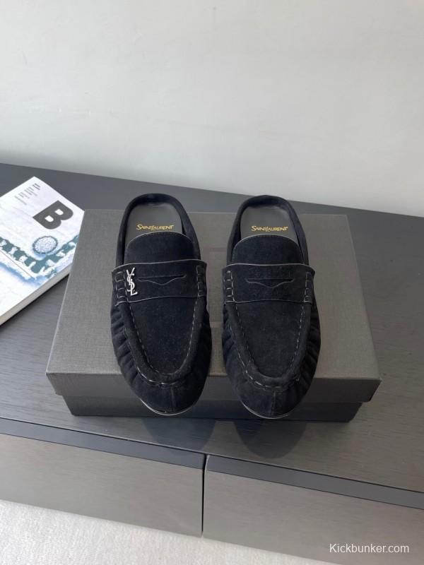 Saint Laurent Classic Loafer Mule Flat Shoes - KFY00320