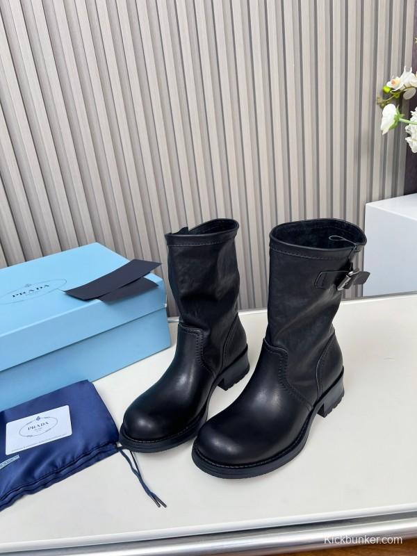 Prada 2025 SS Retro Martin Boots Riding Boots - LY00350