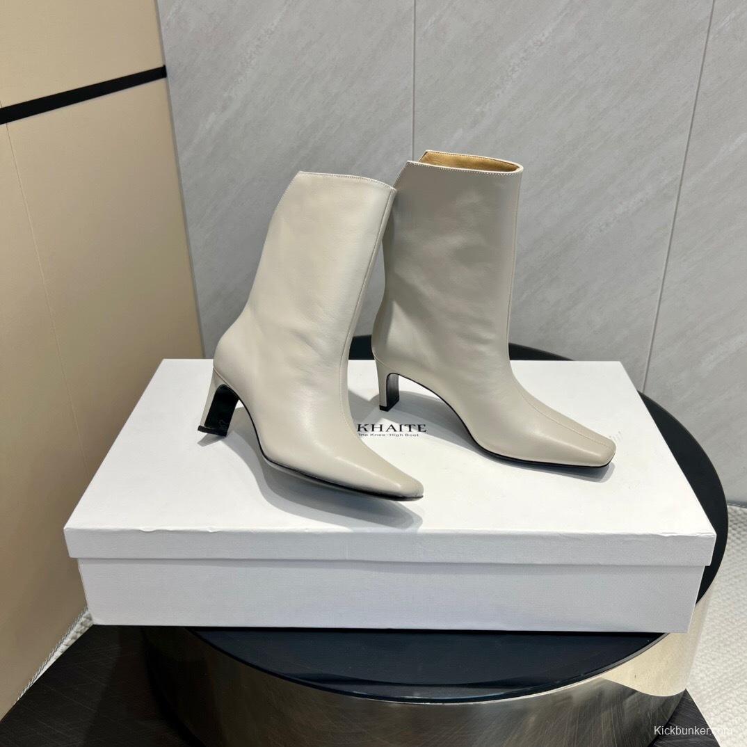 Khaite 2025 SS Fashion Square Toe Slip-On Ankle Boots - KFY00390