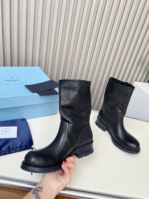 Prada 2025 SS Retro Martin Boots Riding Boots - LY00350