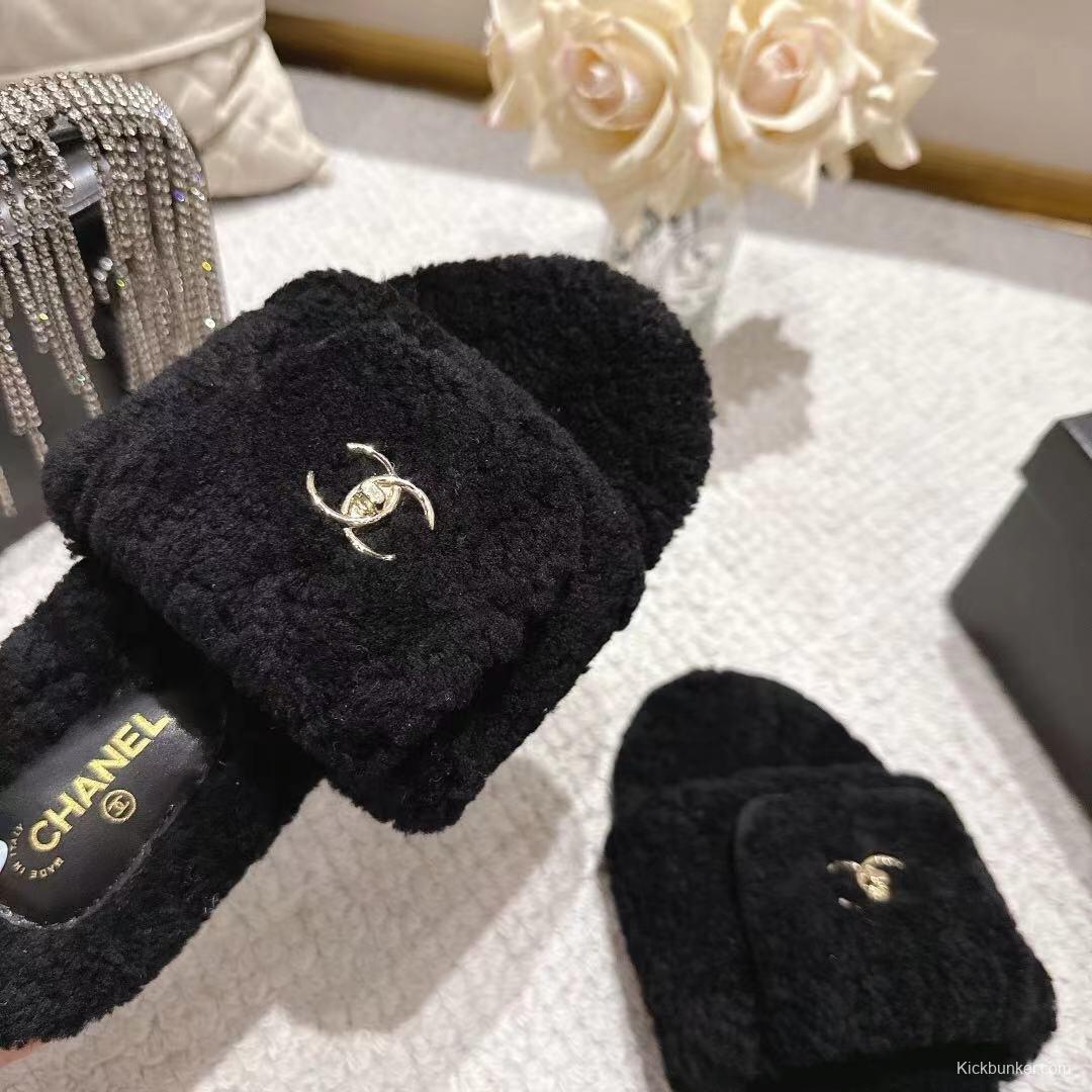 Chanel 2025/SS Slingback Lock Buckle Butterfly Fur Slippers - LY00250