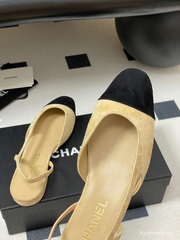 Chanel Sling-back Two-tone Suede Flats/Heels - KFY00280