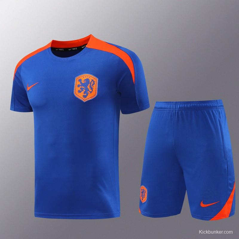 2025 Netherlands Blue Short Sleeve+Soccer Shorts