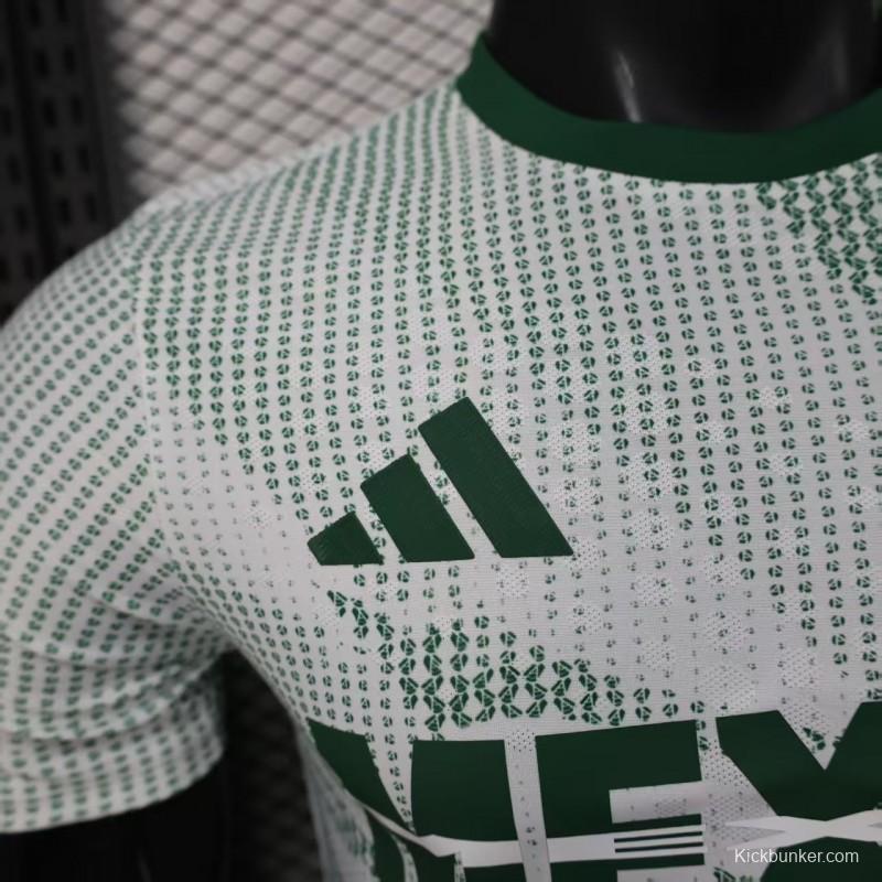 2025 Player Version  Mexico Away White with Halftone Dot Pattern World Cup Commemorative Jersey
