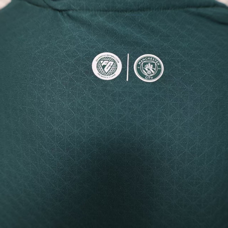 25/26 Player Version  Manchester City Third Dark Green with Geometric Triangle Pattern Jersey