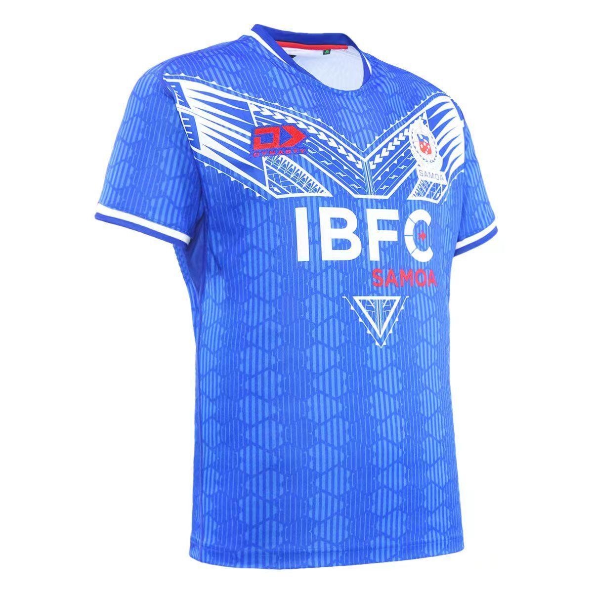 2026 Samoa Rugby League Blue with Traditional Polynesian Pattern Jersey