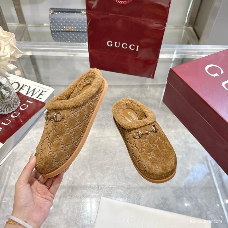 Gucci 2025 SS Autumn Winter New Suede Leather Horsebit Detail Women Wool Loafers - LY00260