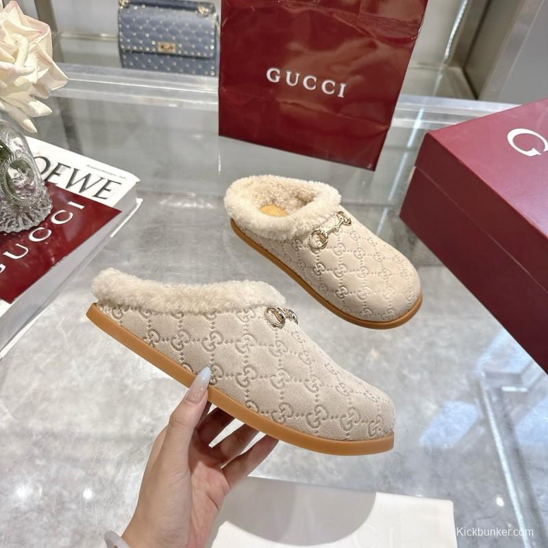 Gucci 2022/SS Women's Suede Leather Horsebit Wool Loafers - LY00260