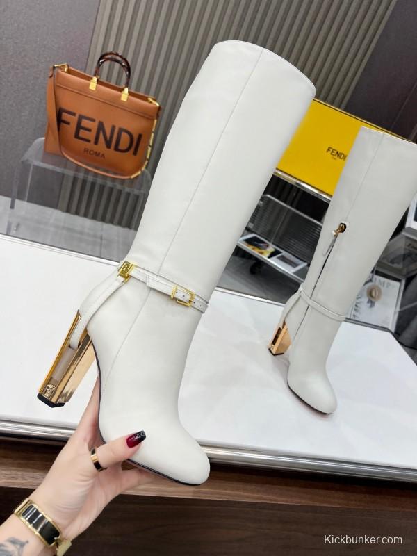 FENDI Delfina Round Toe Boots with FF Buckle - LY00520