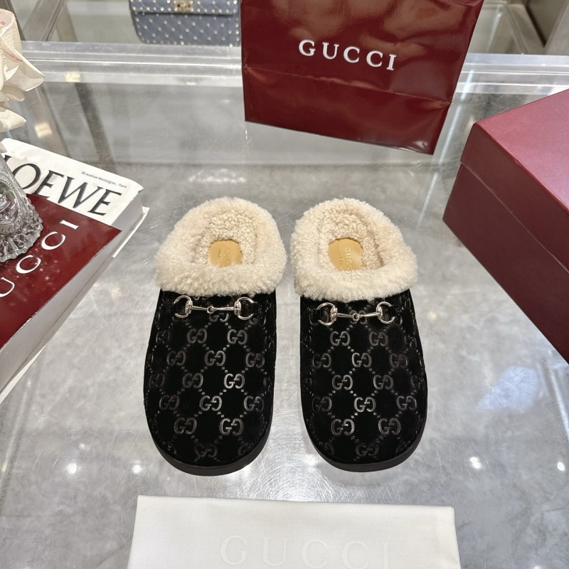 Gucci 2025/SS Autumn Winter New Suede Leather Horsebit Women's Wool Loafers - LY00260