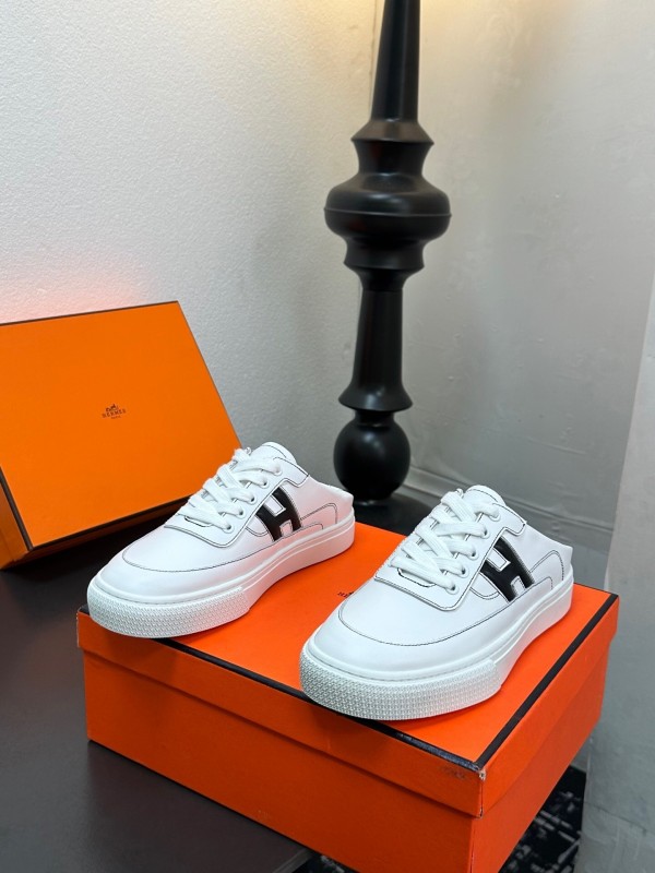 Hermès Deep Series Couple White Sneakers Casual Skate Shoes - AS00320