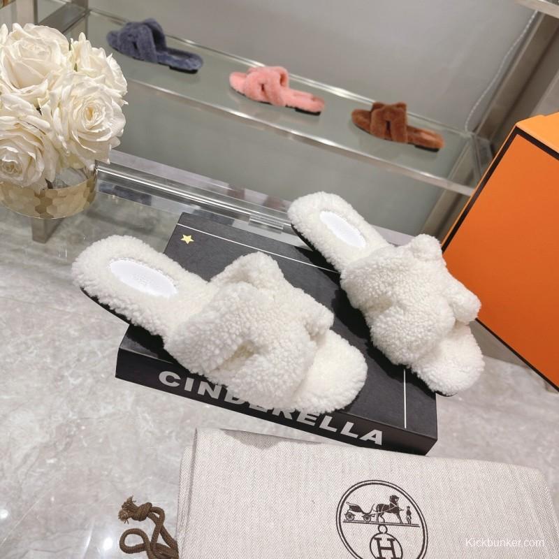 H Teddy Wool H Slippers Flat Sole - LY00240