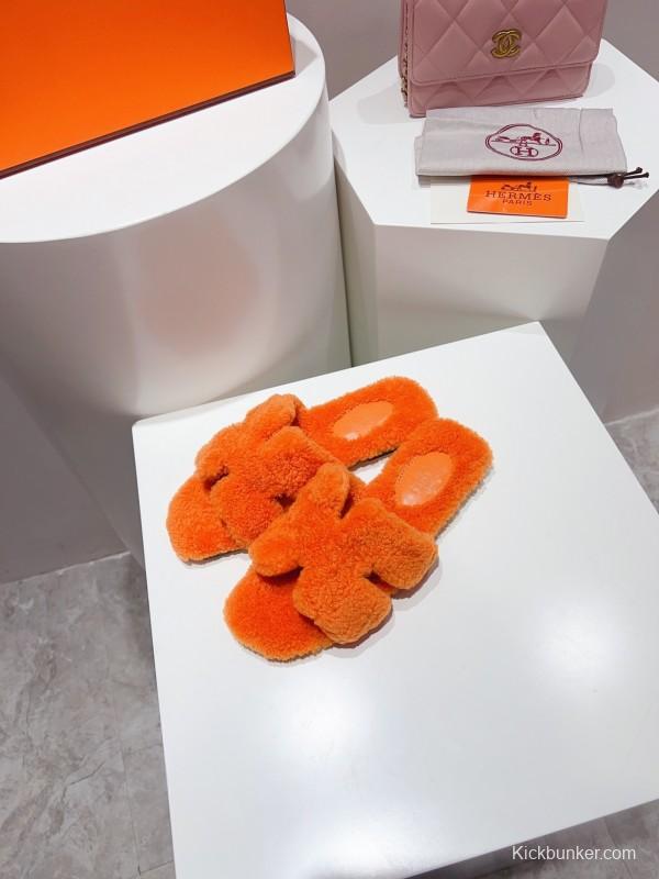 H Teddy Wool H Slippers Flat Sole Winter Edition - LY00240