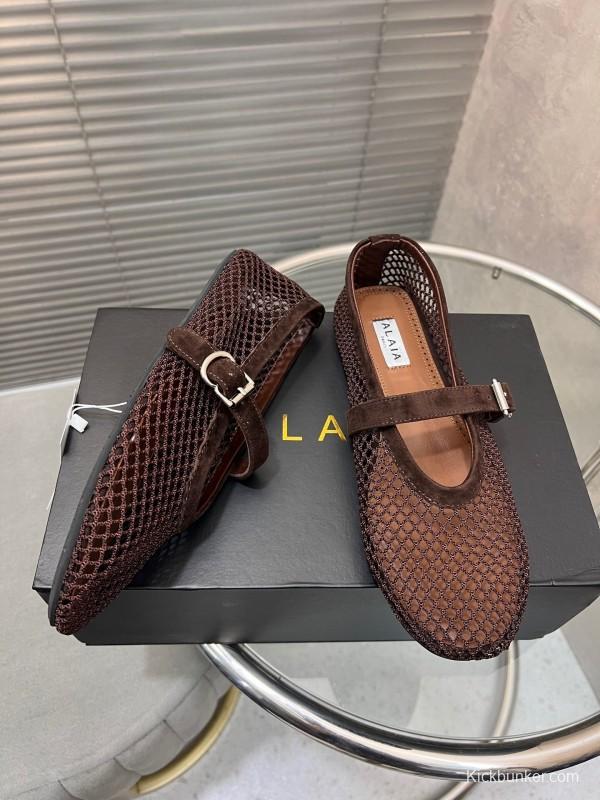 ALAIA 2025/SS New Color Mesh Flat Sandals Single Shoes - KFY00270