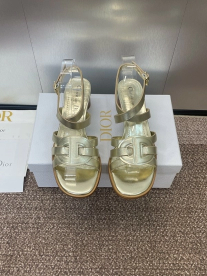 Dior D-Club Jelly Color Hollow Layered Cross Strap Mid Heel Women Shoes - KFY00290