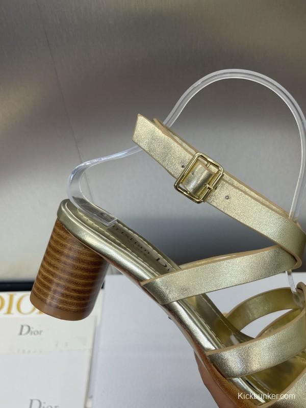 Dior D-Club Jelly Color Hollow Layered Cross Strap Mid Heel Women Shoes - KFY00290