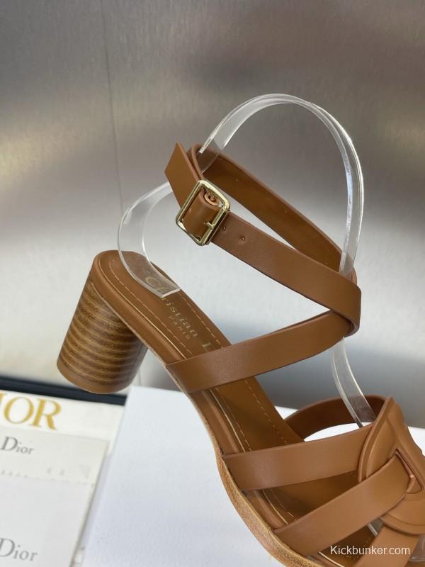 Dior D-Club Jelly Color Hollow Layered Cross Strap Mid Heel Women Shoes - KFY00290