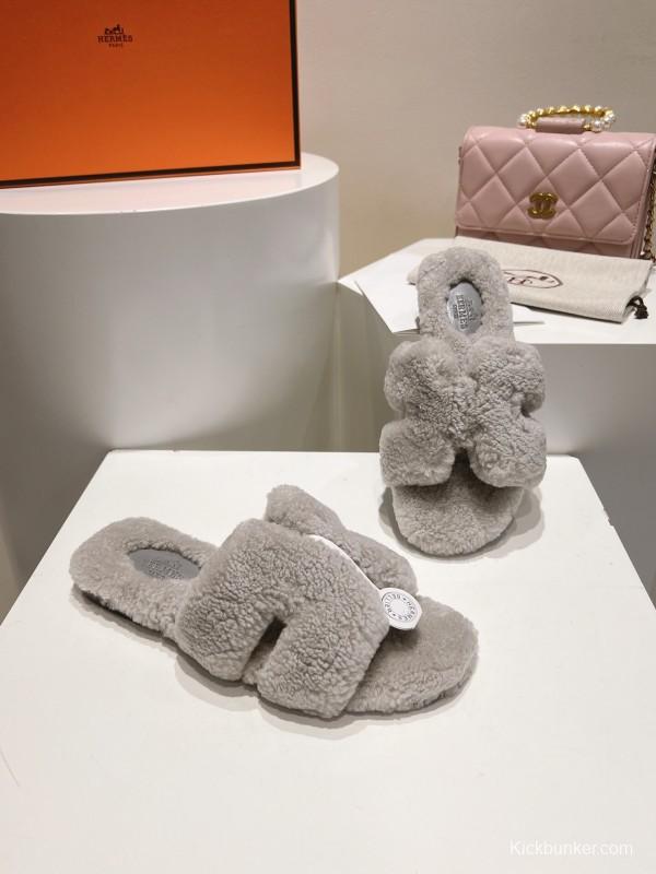 Hermès Teddy Wool Flat Slippers - LY00240