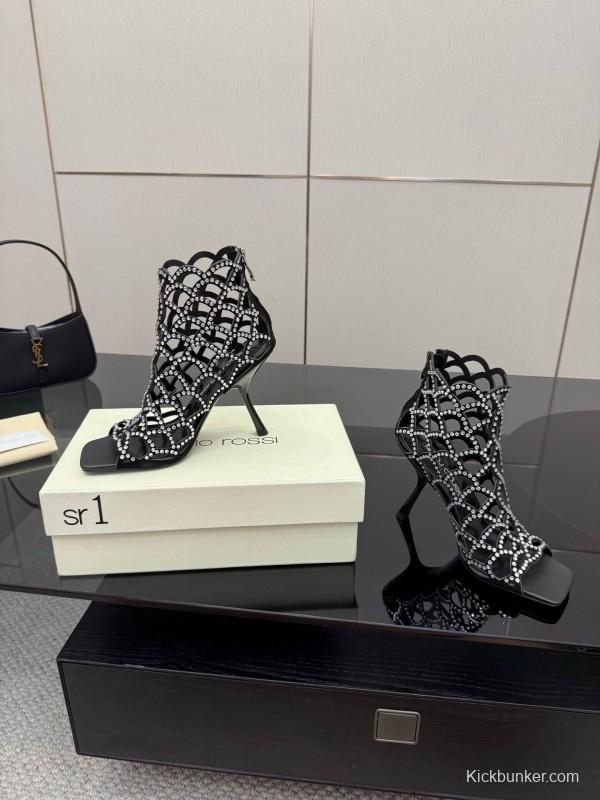 Sergio Rossi Mermaid Sandals 2025 SS Collection Fishnet High Heels - KFY00470