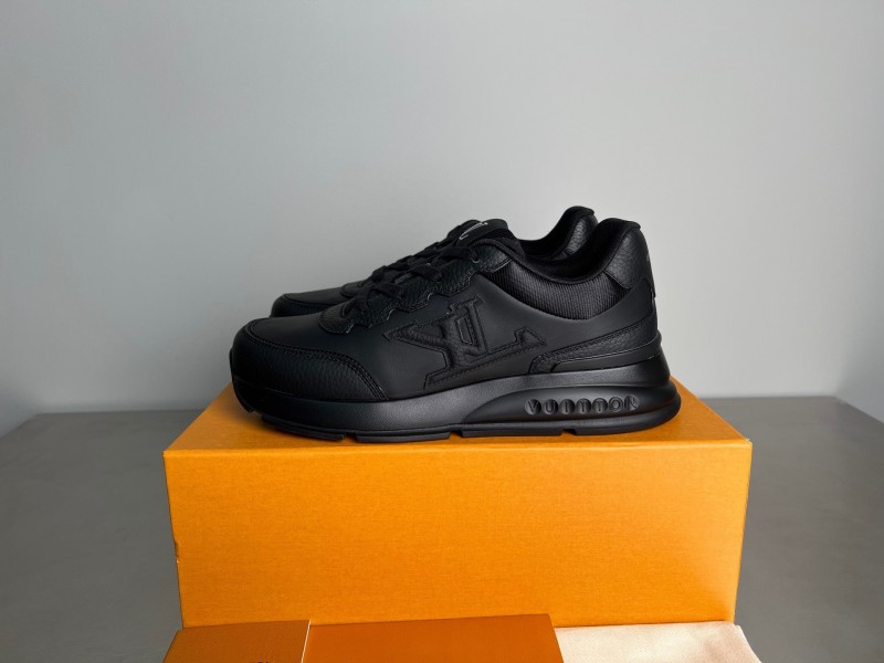 Lv Classic Leather Round Toe Lace-Up Low Top Casual Shoes - YC