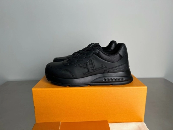 Lv Classic Leather Round Toe Lace-Up Low Top Casual Shoes - YC