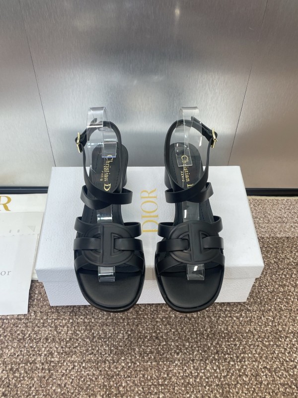Dior D-Club Jelly Color Hollow Layered Cross Strap Mid Heel Women Shoes - KFY00290