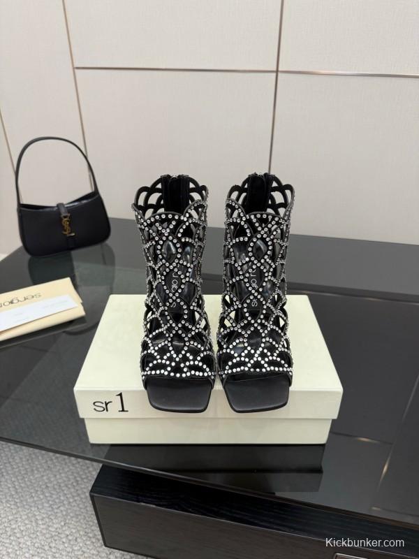 Sergio Rossi Mermaid Sandals 2025 SS Collection Fishnet High Heels - KFY00470