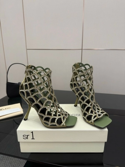 Sergio Rossi Mermaid Sandals 2025 SS Collection Elegant Fishnet High Heels - KFY00470