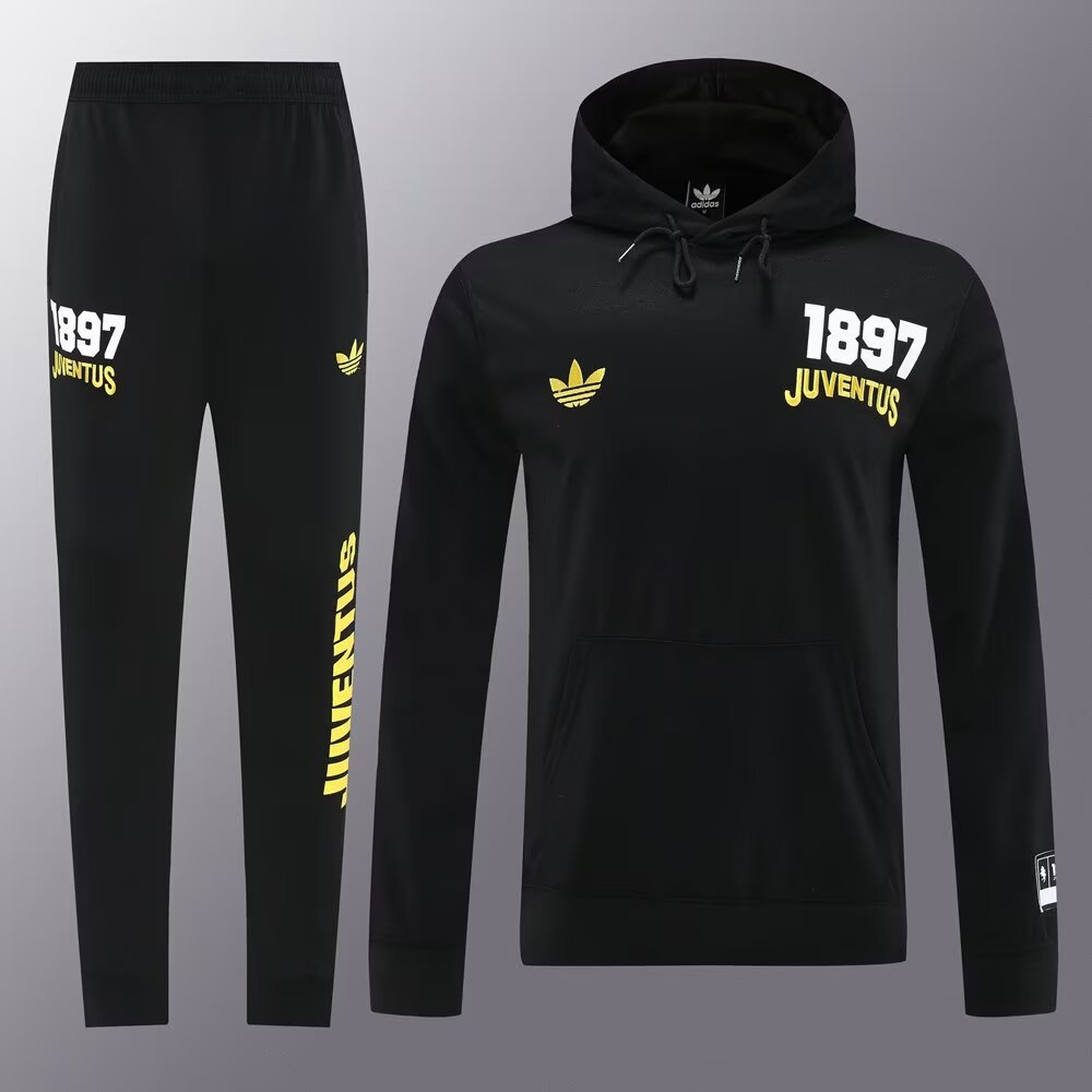 25/26 Juventus Black Sweatshirt Full Zipper Jacket+Long Pants
