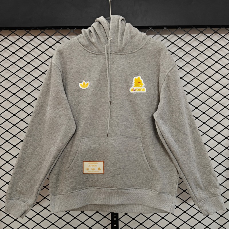 25/26 Adidas x AS Roma Retro  Embroidered Logo Hoodie 9 Colors