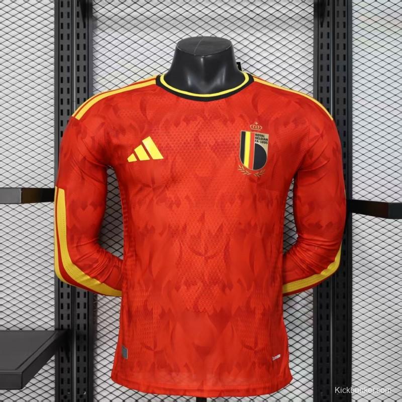 Player Version 2026 Belgium Home Red Long Sleeve Jersey