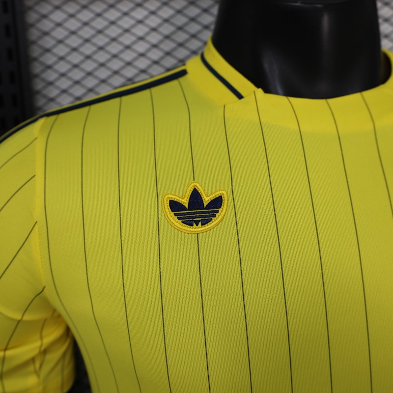 25/26 Player Version Al Nassr FC Yellow with Thin Black Pinstripes Jersey