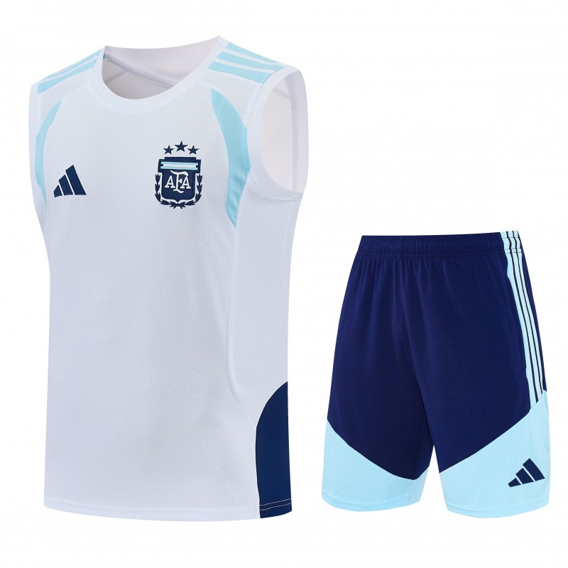26/27 Argentina White Sleeveless Training Vest +Soccer Shorts