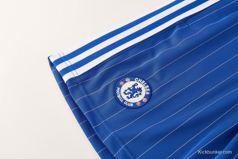 26/27 Chelsea FC White Stripes Short Sleeve+Blue Soccer Shorts