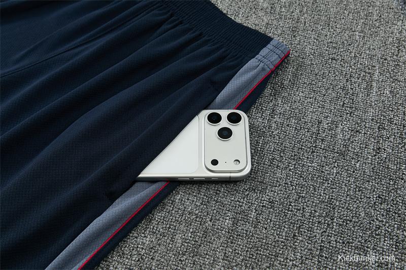 2026 England Grey Short Sleeve+ Navy Blue Soccer Shorts