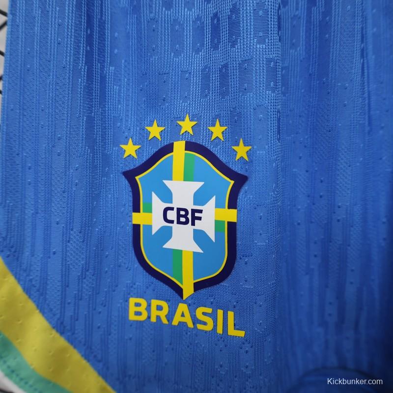 Player Version 26/27 Brazil  Royal Blue Jacquard Stripe Away Shorts