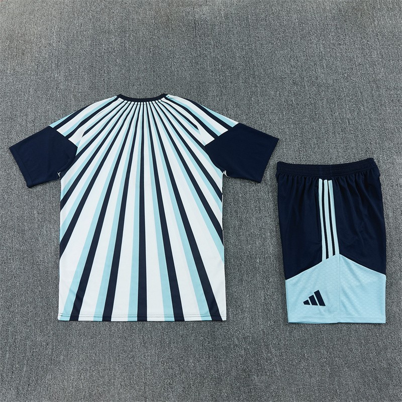 2026 Argentina White & Light Blue Radial Stripe Short Sleeve+Soccer Shorts