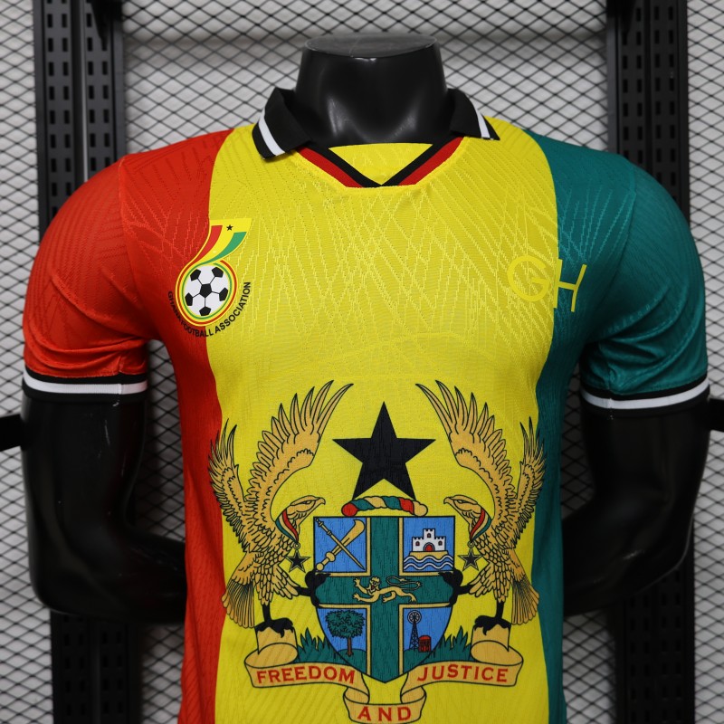Player Version 2026 Ghana Special Edition Yellow Red Green with National Coat of Arms & Flag Jersey