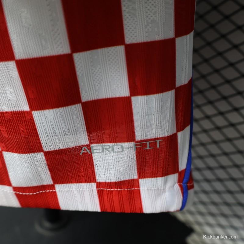 Player Version 2026 Croatia Home White & Red with Gradient Checkerboard Pattern Jersey