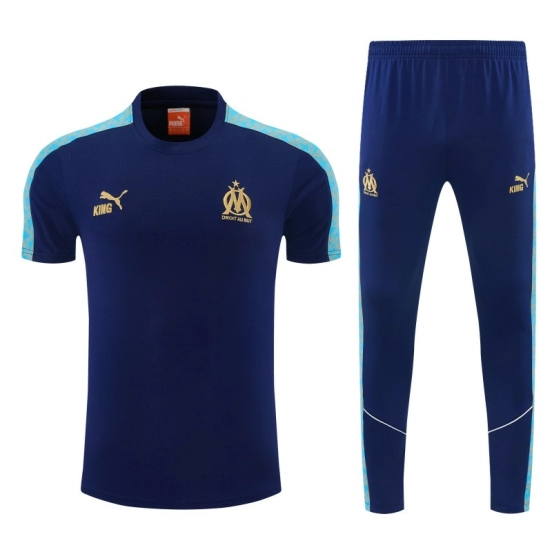 26/27 Olympique de Marseille Navy Blue Short Sleeve Tracksuit + Long Pants