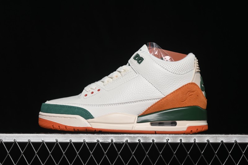 Nike Air Jordan 3 Retro "Miami" Solefly Collaboration White Green Orange Sneakers - IF4491-100