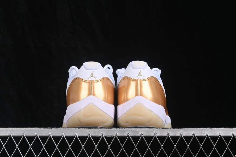 Nike Air Jordan 11 Low Retro Basketball Shoes with Metallic Gold Accents - AH7860-102