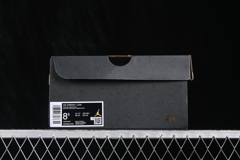 Nike Air Jordan 1 Low Retro Basketball Shoes with Classic White Grey Black Colorway - 553558-045