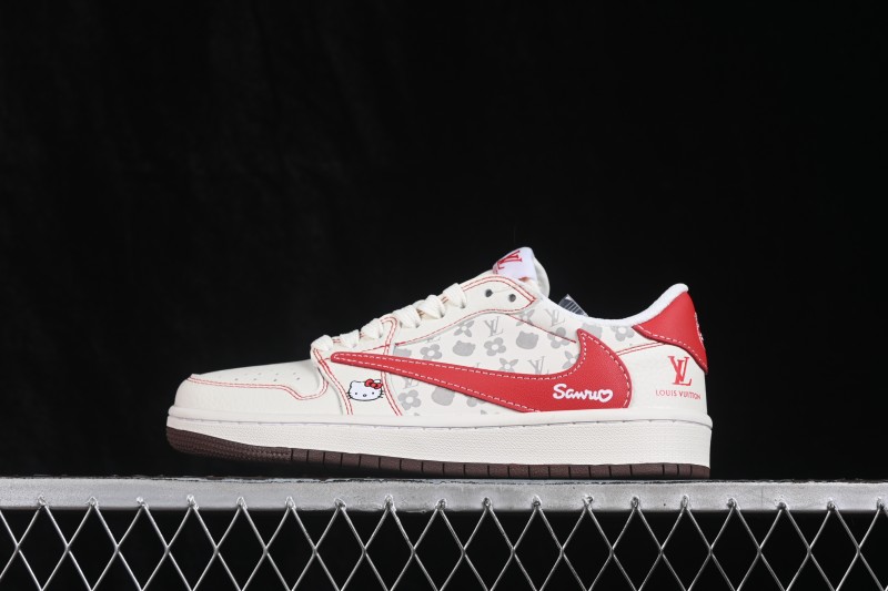 Nike Travis Scott x Fragment Design x Air Jordan 1 Low OG SP Skateboarding Shoes with Reverse Swoosh Design - HF0591-001