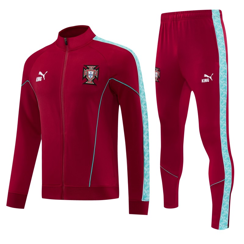 26/27 Portugal  Red Full Zipper Jacket Tracksuit + Long Pants
