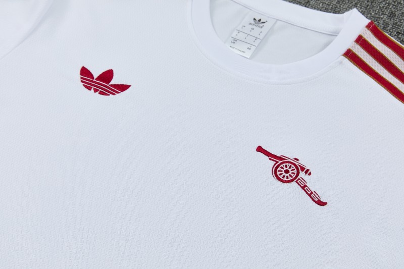 26/27 Arsenal White & Red Short Sleeve Tracksuit + Long Pants