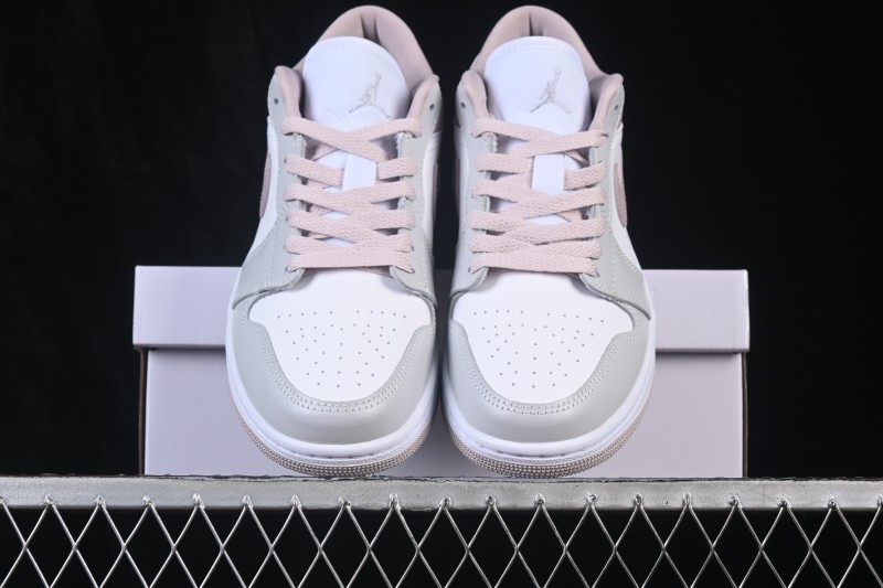 Nike Air Jordan 1 Low Retro Casual Sneakers in White and Pink - DC0774-606