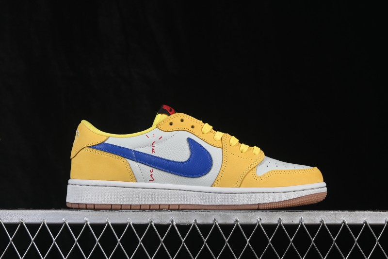 Nike Travis Scott x Air Jordan 1 Low Retro OG Sneakers with Reversed Swoosh Design - DZ4137-700