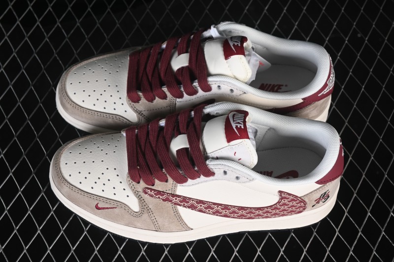 Jordan x Fragment Design Travis Scott Air Jordan 1 Low OG SP Retro Basketball Shoes with Premium Suede and Embroidered Details - JP2026-159
