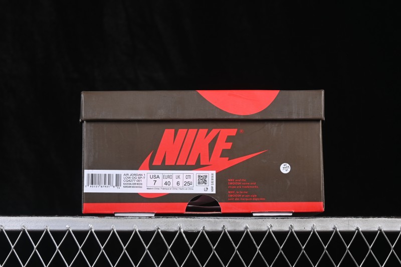 Nike Air Jordan 1 Low OG Travis Scott Reverse Swoosh Leather Sneakers - CQ4277-001